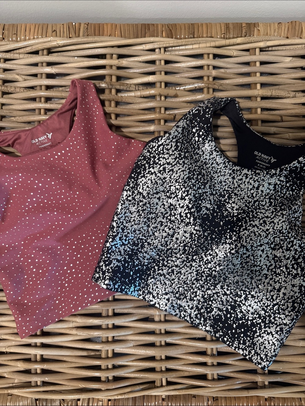 Old Navy Pink Dot Crop Tank & Old Navy Black White Speckle Crop Tank